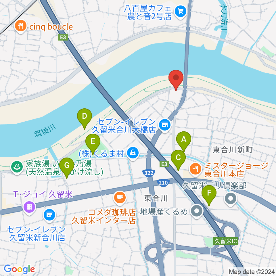 久留米ウエストポイント周辺の駐車場・コインパーキング一覧地図