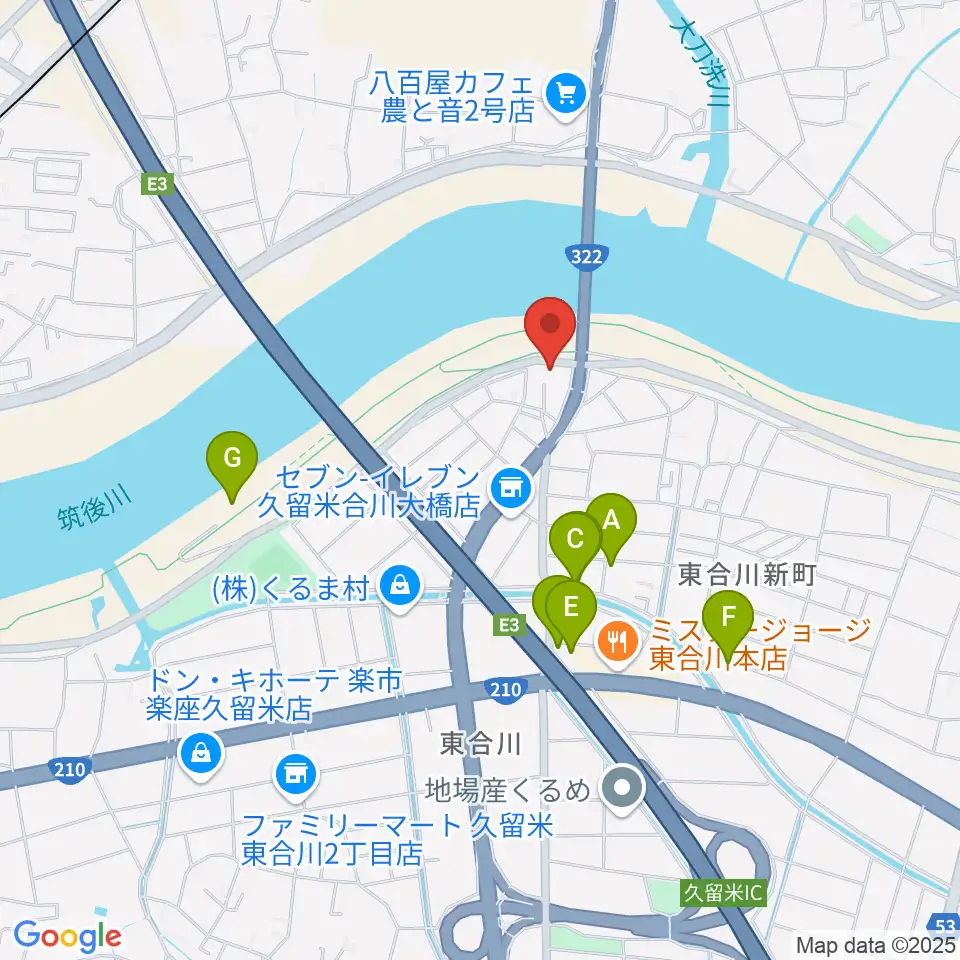 久留米ウエストポイント周辺の駐車場・コインパーキング一覧地図