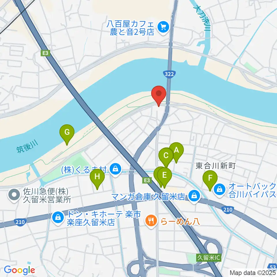 久留米ウエストポイント周辺の駐車場・コインパーキング一覧地図