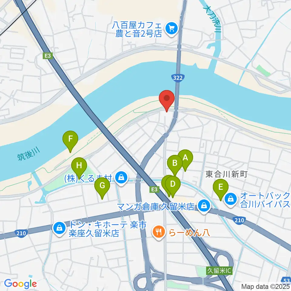 久留米ウエストポイント周辺の駐車場・コインパーキング一覧地図