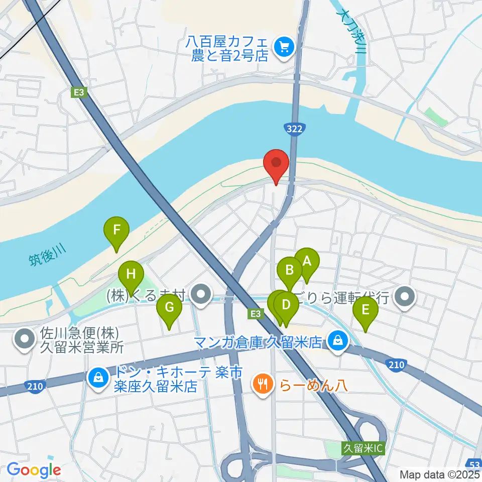 久留米ウエストポイント周辺の駐車場・コインパーキング一覧地図