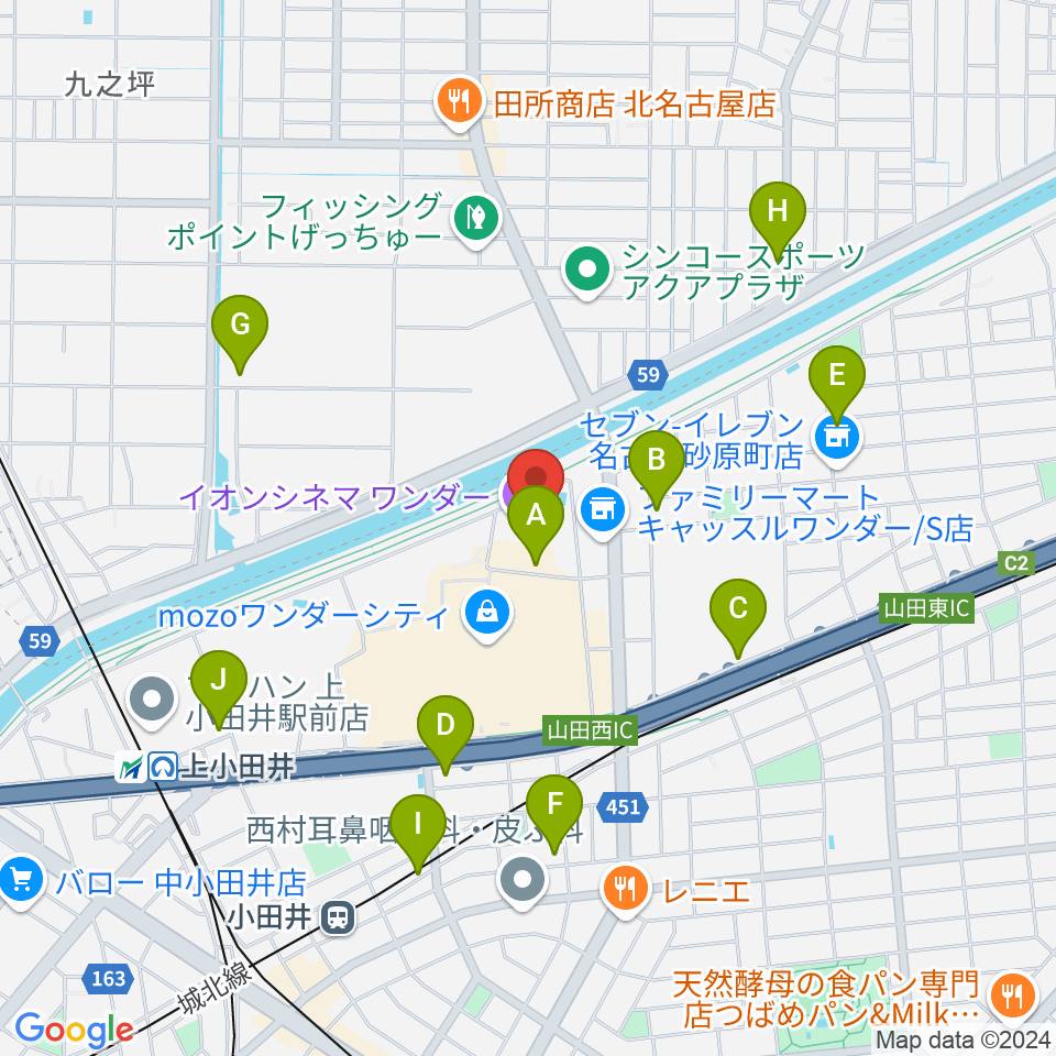 イオンシネマワンダー周辺の駐車場・コインパーキング一覧地図