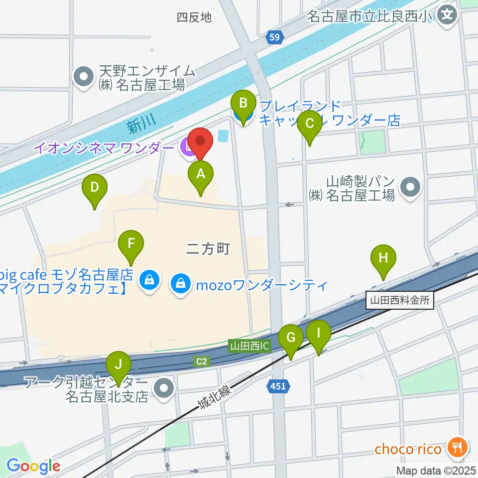 イオンシネマワンダー周辺の駐車場・コインパーキング一覧地図