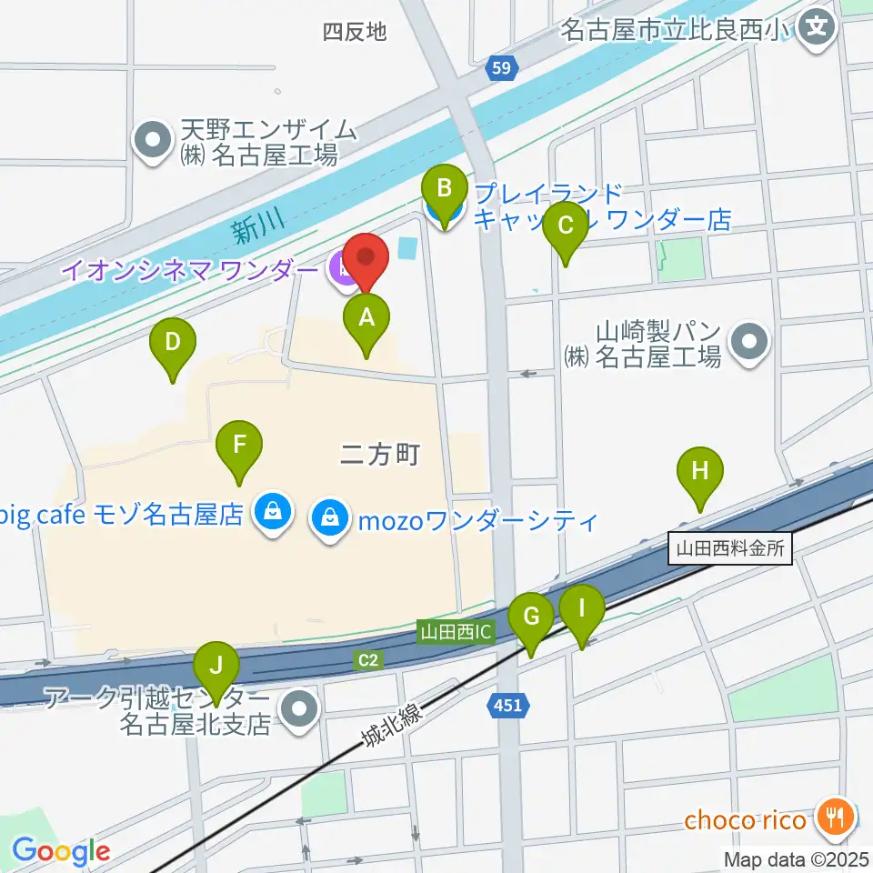 イオンシネマワンダー周辺の駐車場・コインパーキング一覧地図