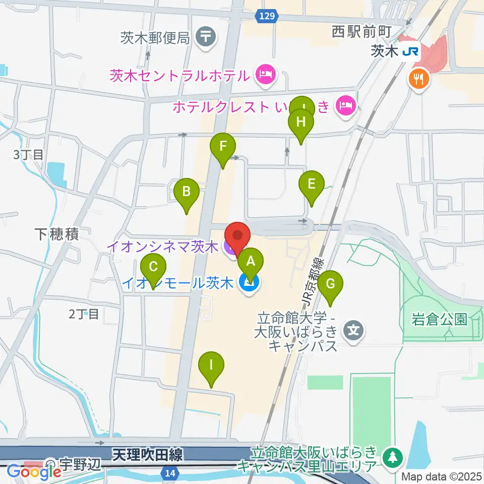イオンシネマ茨木周辺の駐車場・コインパーキング一覧地図