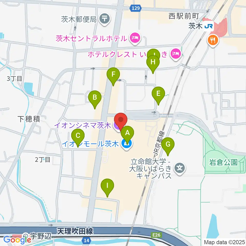 イオンシネマ茨木周辺の駐車場・コインパーキング一覧地図