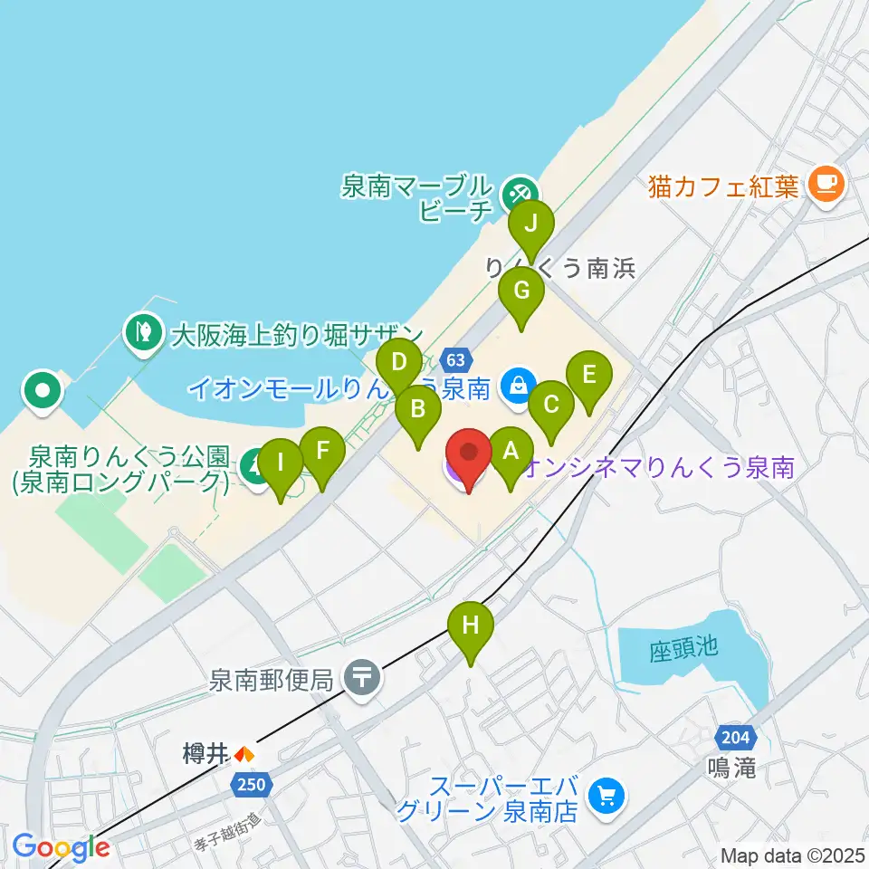イオンシネマりんくう泉南周辺の駐車場・コインパーキング一覧地図