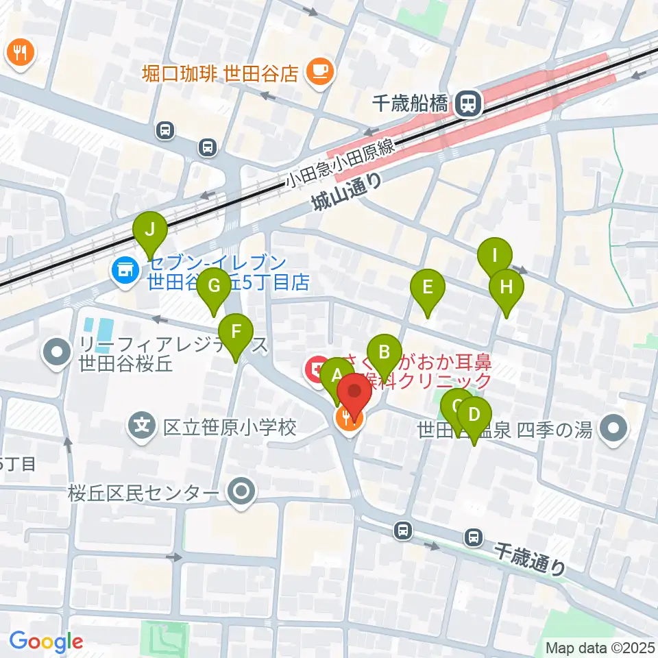 ユリミュージックキャンパス 千歳船橋教室周辺の駐車場・コインパーキング一覧地図