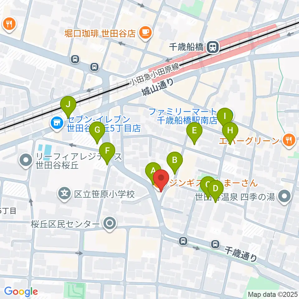 ユリミュージックキャンパス 千歳船橋教室周辺の駐車場・コインパーキング一覧地図