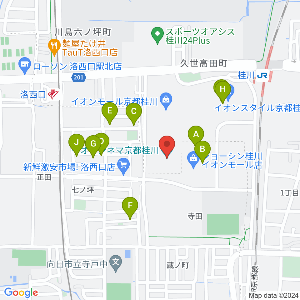 イオンシネマ京都桂川周辺の駐車場・コインパーキング一覧地図