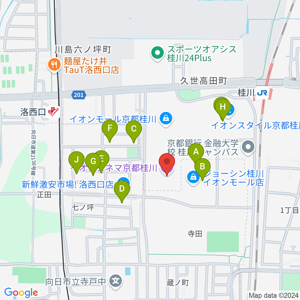 イオンシネマ京都桂川周辺の駐車場・コインパーキング一覧地図