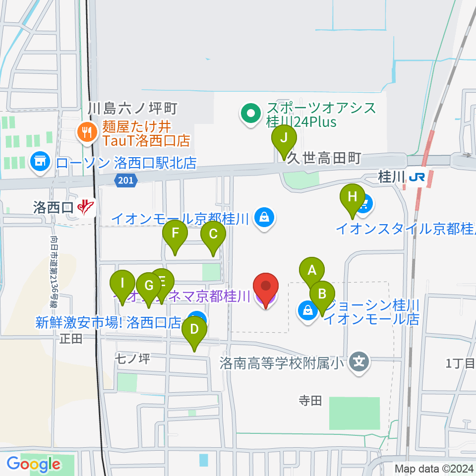 イオンシネマ京都桂川周辺の駐車場・コインパーキング一覧地図