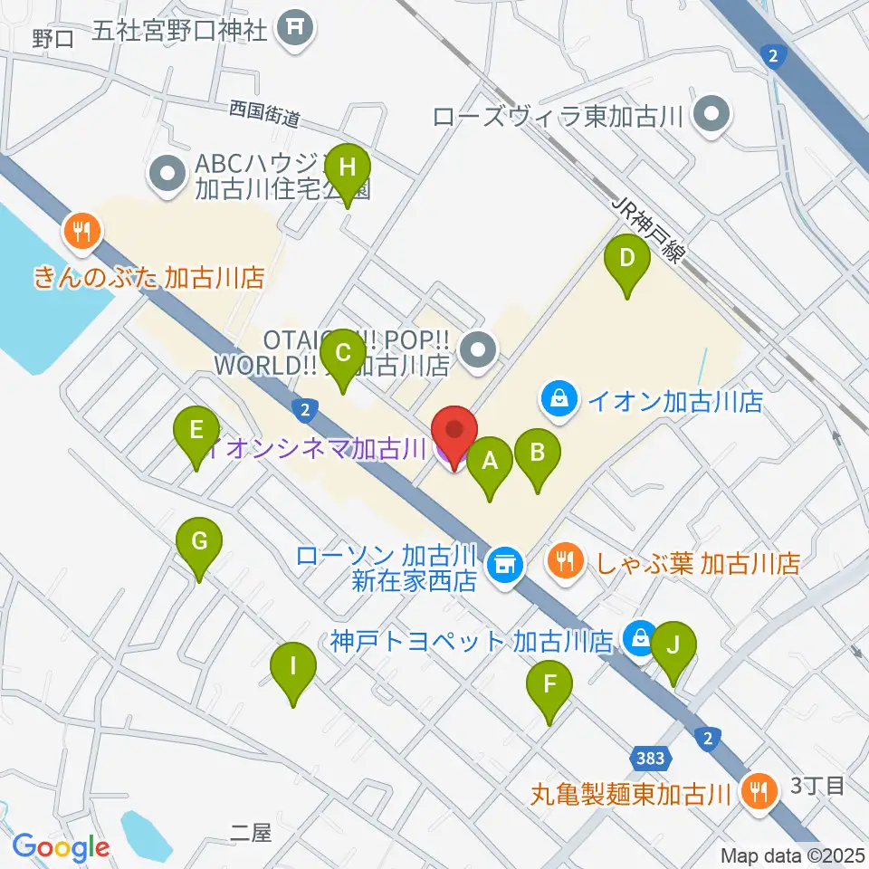 イオンシネマ加古川周辺の駐車場・コインパーキング一覧地図