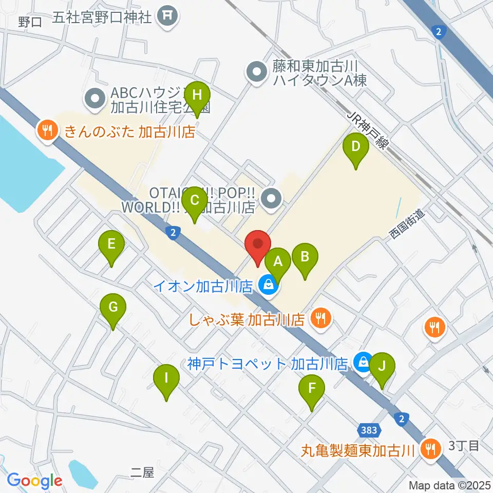 イオンシネマ加古川周辺の駐車場・コインパーキング一覧地図