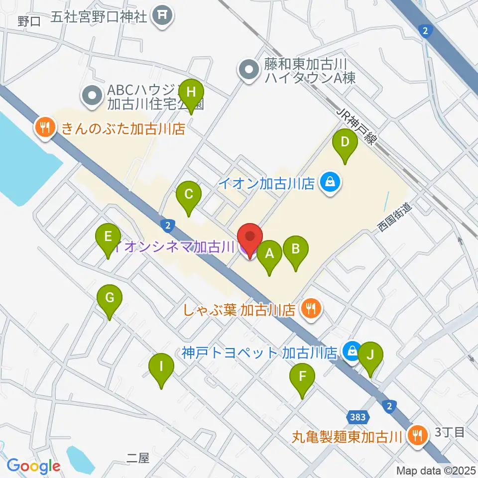 イオンシネマ加古川周辺の駐車場・コインパーキング一覧地図