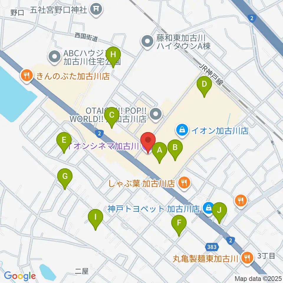 イオンシネマ加古川周辺の駐車場・コインパーキング一覧地図
