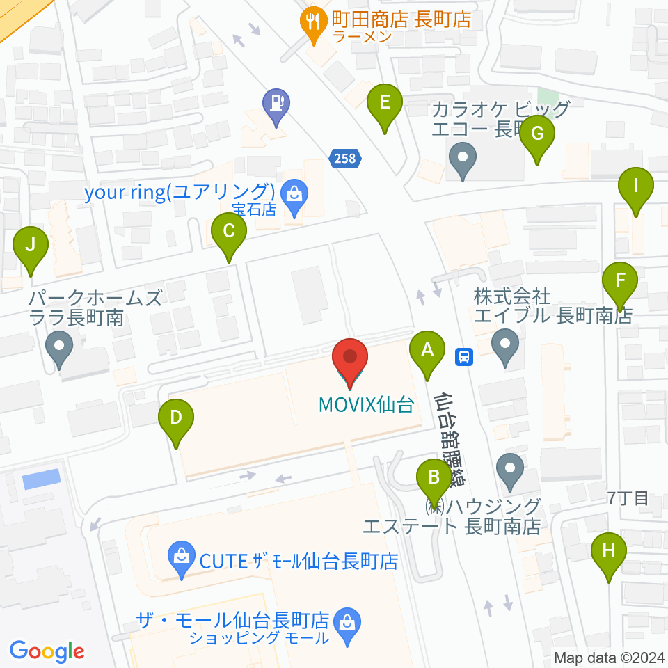 MOVIX仙台周辺の駐車場・コインパーキング一覧地図