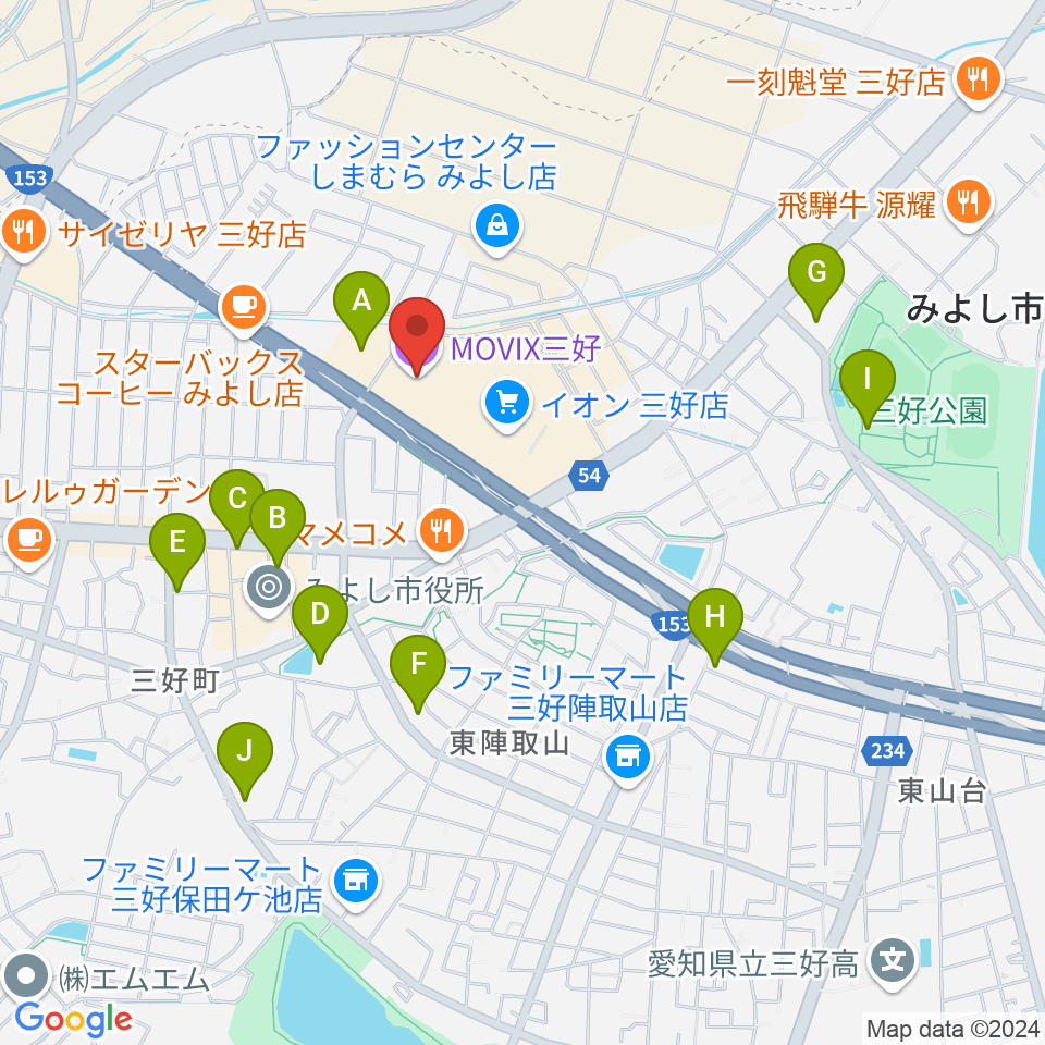 MOVIX三好周辺の駐車場・コインパーキング一覧地図