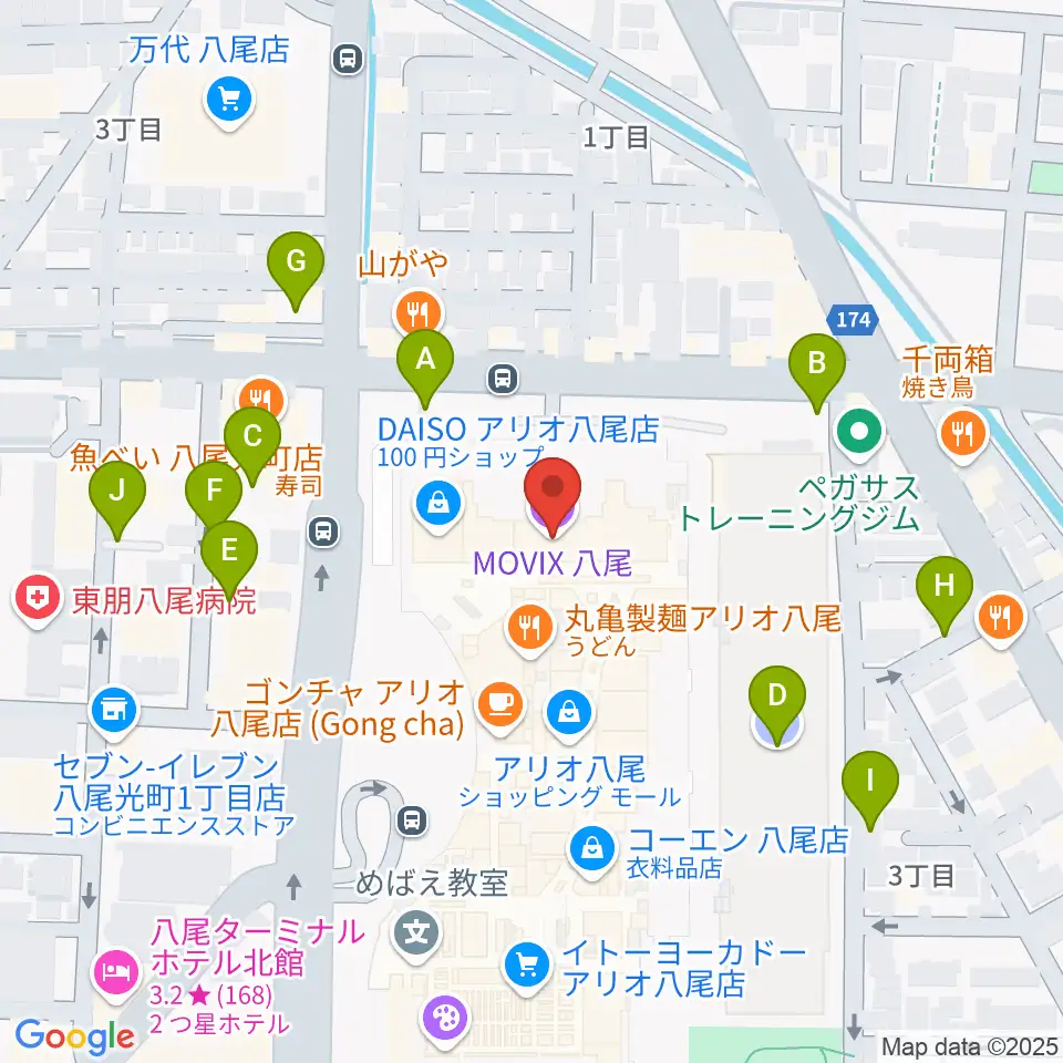 MOVIX八尾周辺の駐車場・コインパーキング一覧地図