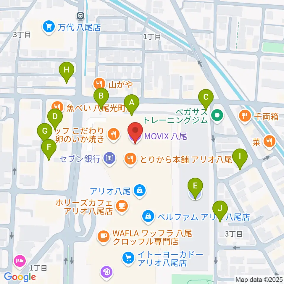 MOVIX八尾周辺の駐車場・コインパーキング一覧地図