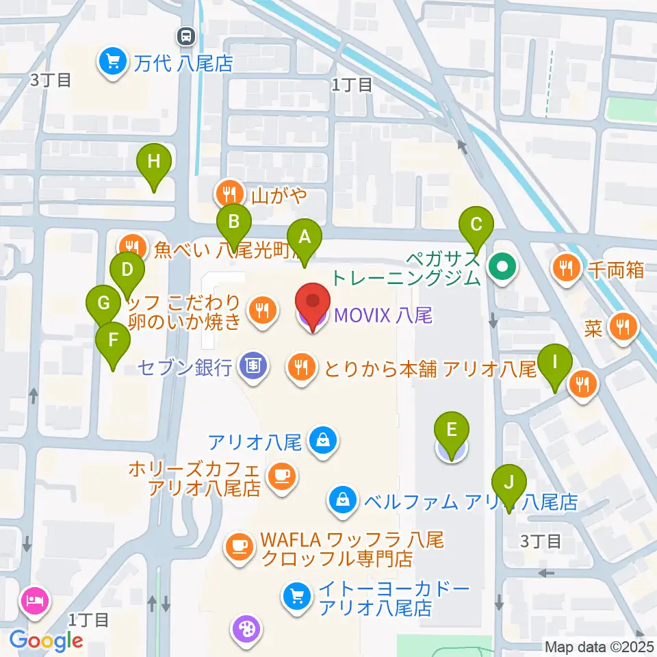 MOVIX八尾周辺の駐車場・コインパーキング一覧地図