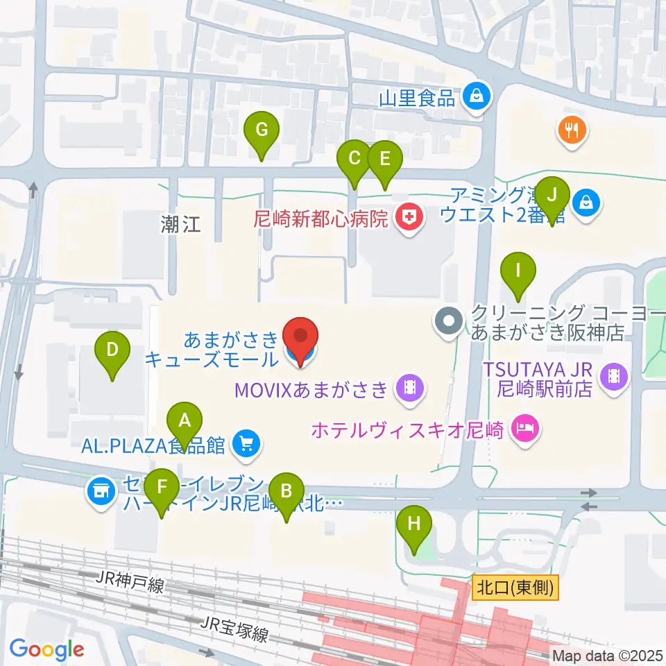 MOVIXあまがさき周辺の駐車場・コインパーキング一覧地図