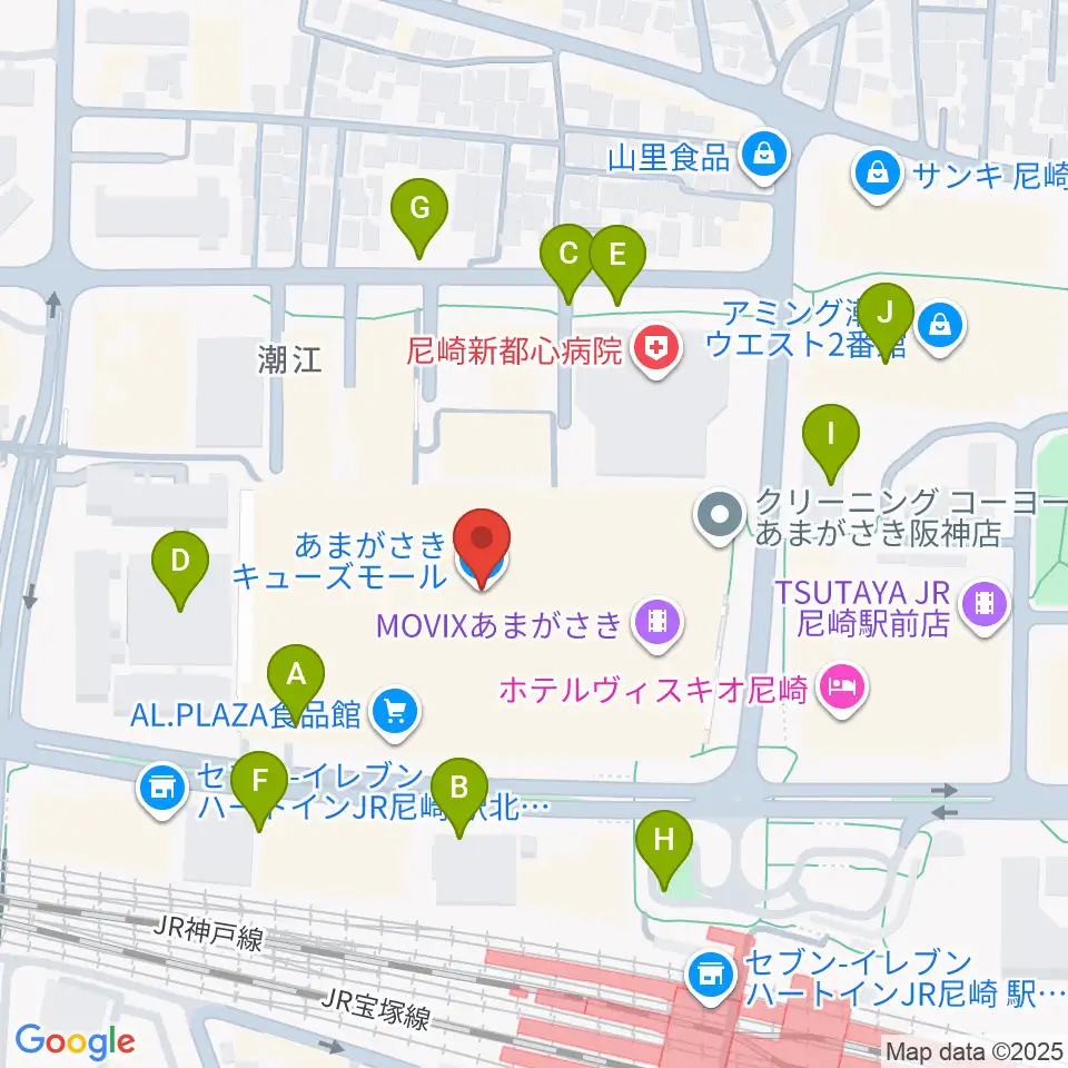 MOVIXあまがさき周辺の駐車場・コインパーキング一覧地図
