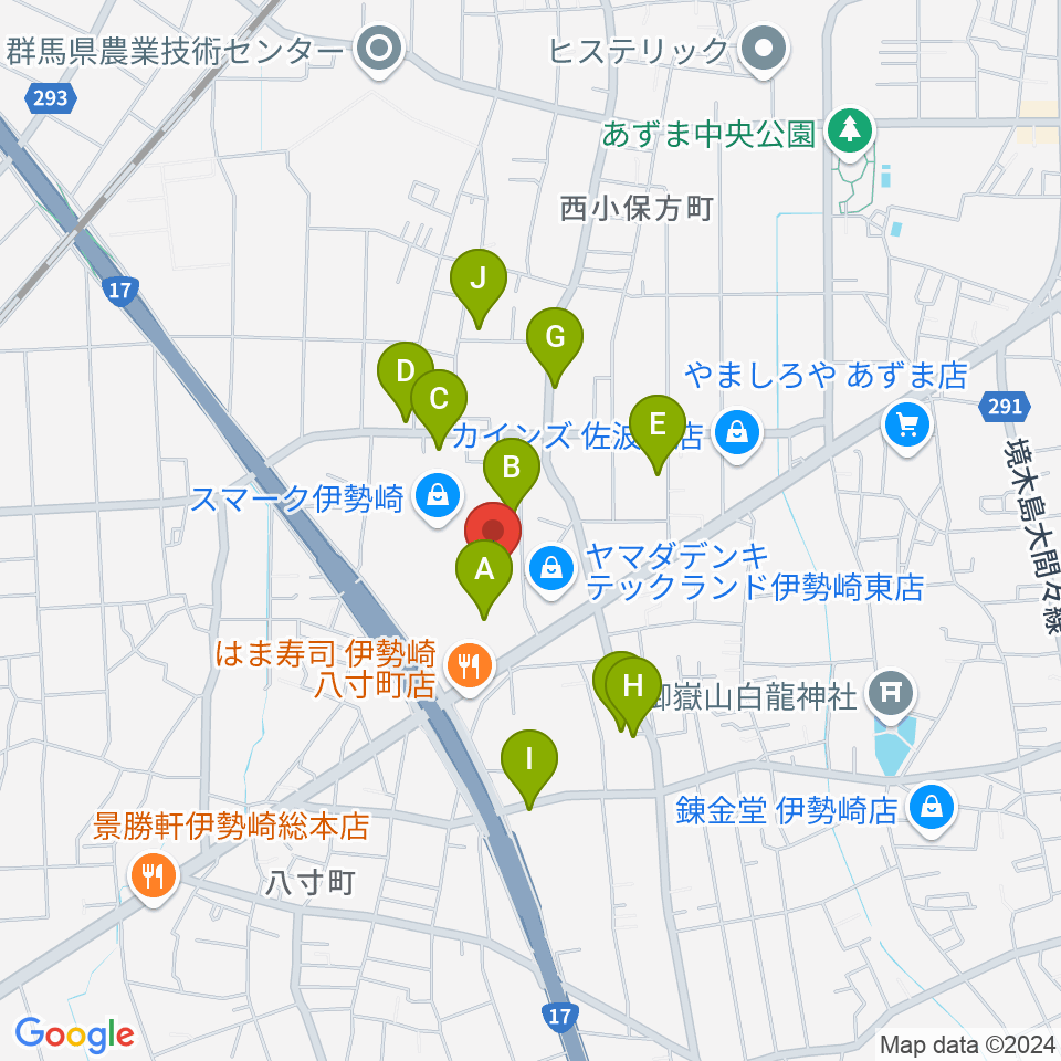 MOVIX伊勢崎周辺の駐車場・コインパーキング一覧地図