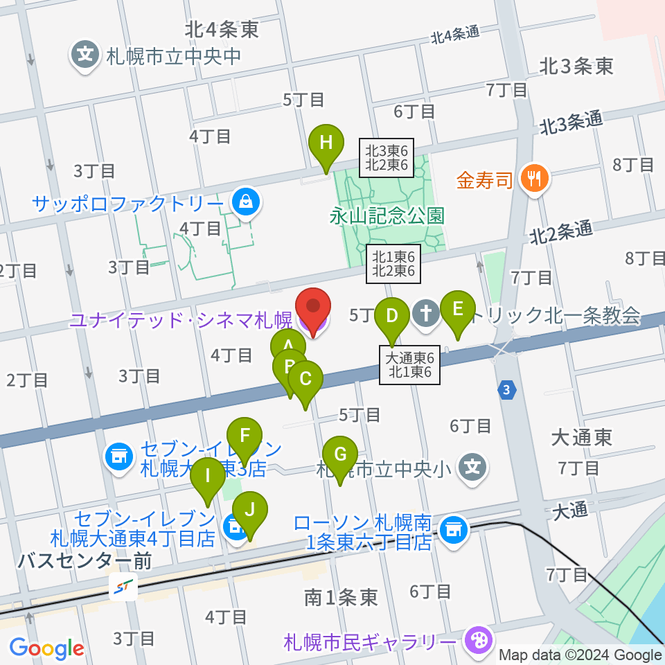 ユナイテッド・シネマ札幌周辺の駐車場・コインパーキング一覧地図