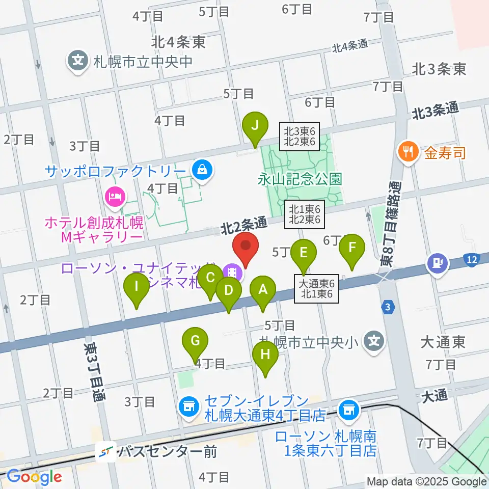 ローソン・ユナイテッドシネマ札幌周辺の駐車場・コインパーキング一覧地図