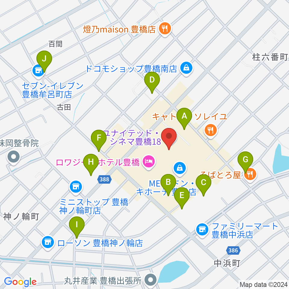 ユナイテッド・シネマ豊橋18周辺の駐車場・コインパーキング一覧地図