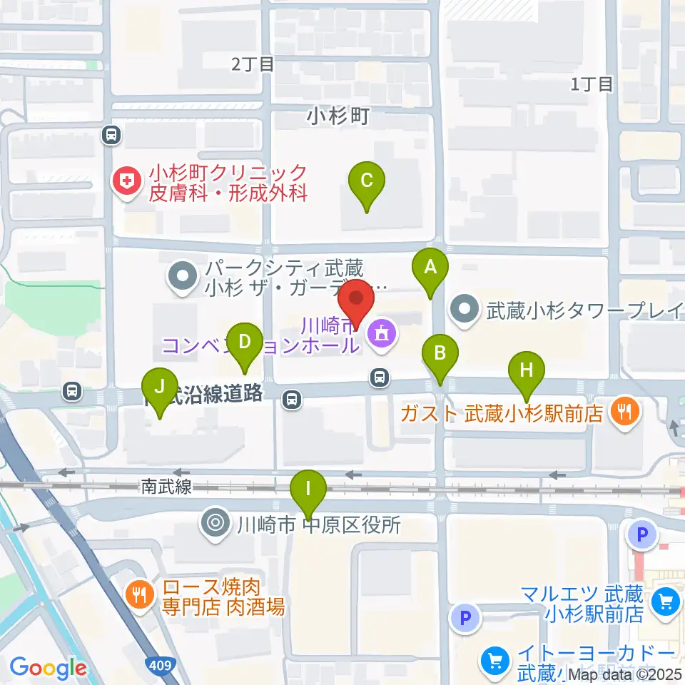 昭和音楽大学附属音楽教室 武蔵小杉校周辺の駐車場・コインパーキング一覧地図