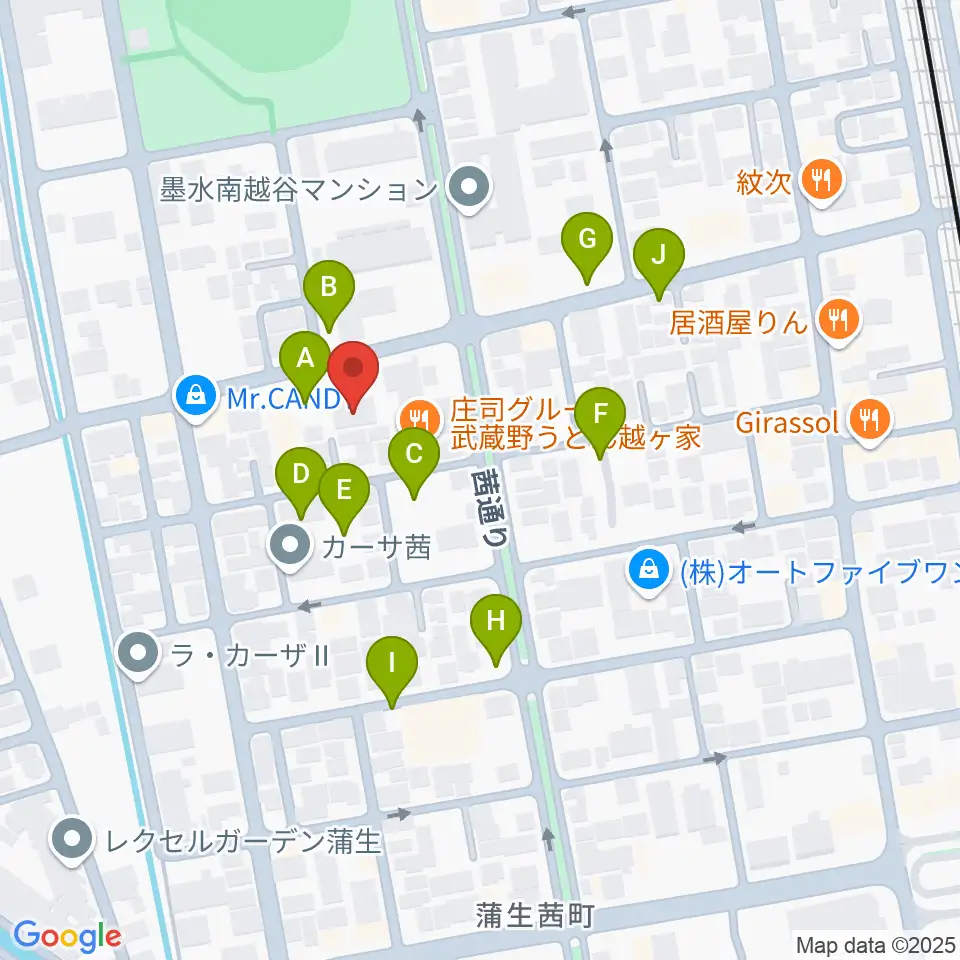 こしがやエフエム周辺の駐車場・コインパーキング一覧地図