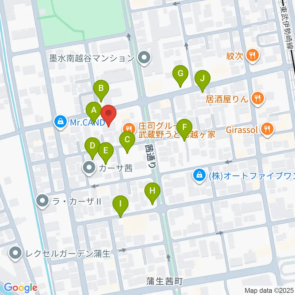 こしがやエフエム周辺の駐車場・コインパーキング一覧地図
