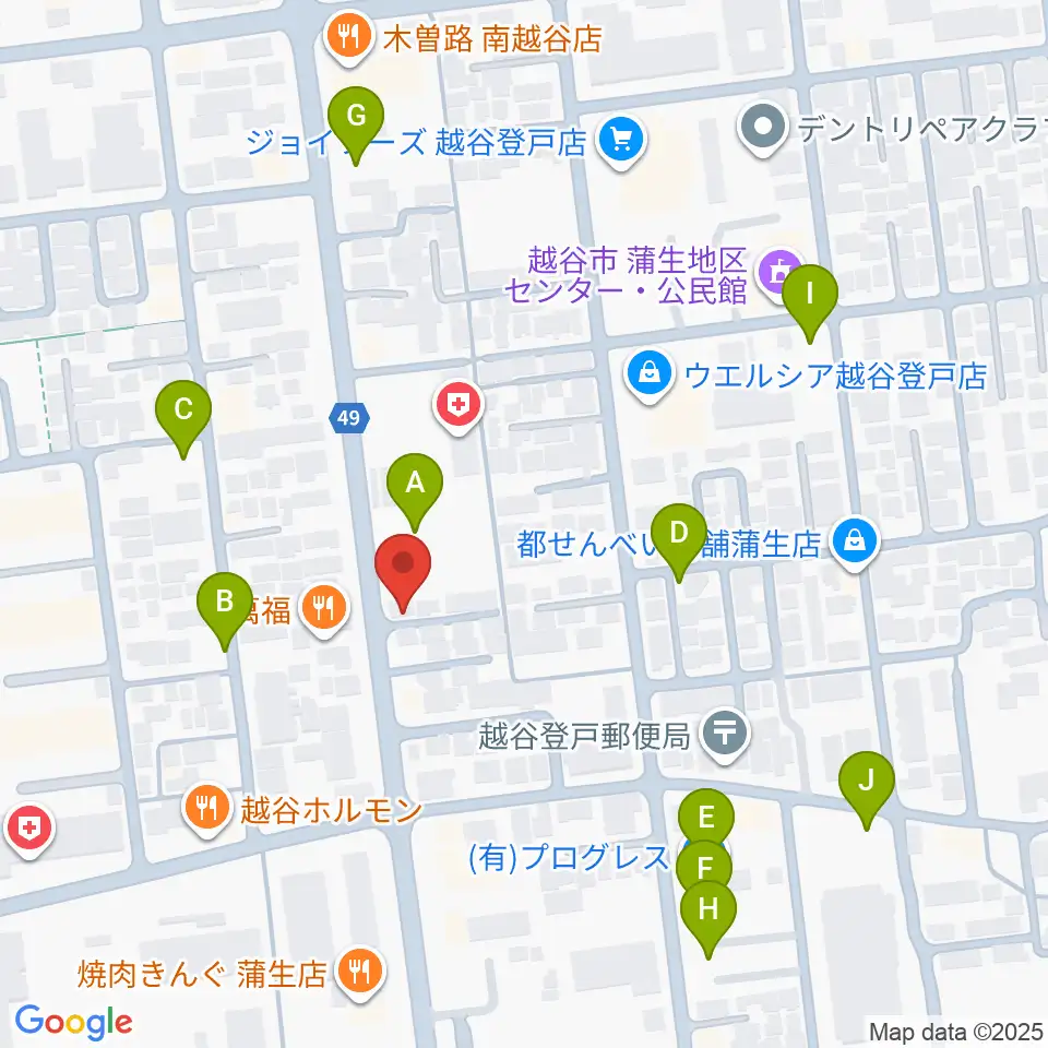 こしがやエフエム周辺の駐車場・コインパーキング一覧地図
