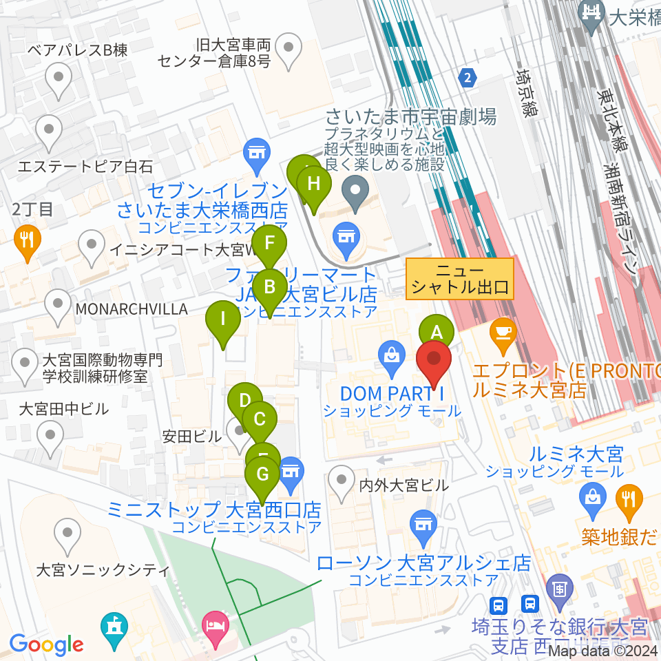 スパークリングスタジオ大宮周辺の駐車場・コインパーキング一覧地図