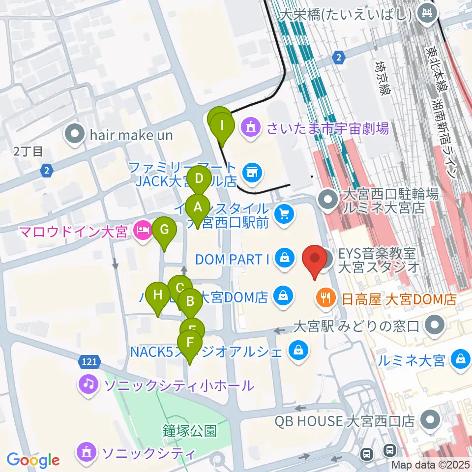 スパークリングスタジオ大宮周辺の駐車場・コインパーキング一覧地図