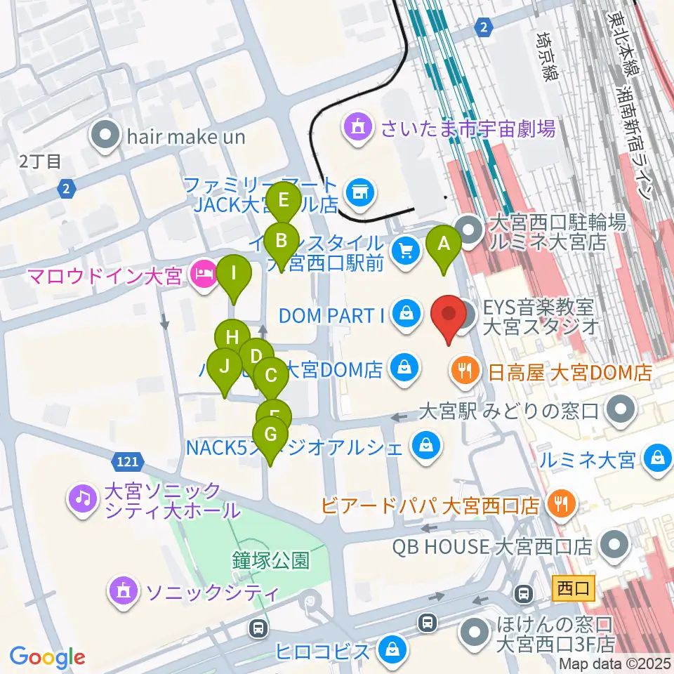 スパークリングスタジオ大宮周辺の駐車場・コインパーキング一覧地図