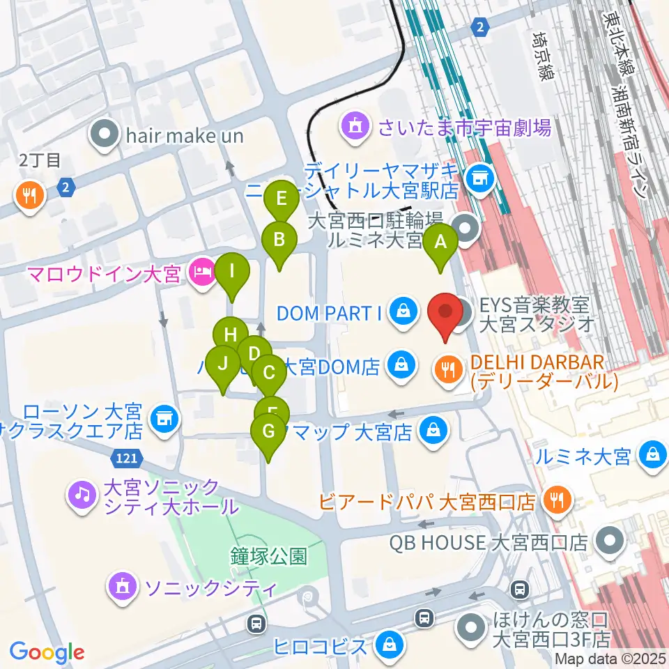 スパークリングスタジオ大宮周辺の駐車場・コインパーキング一覧地図