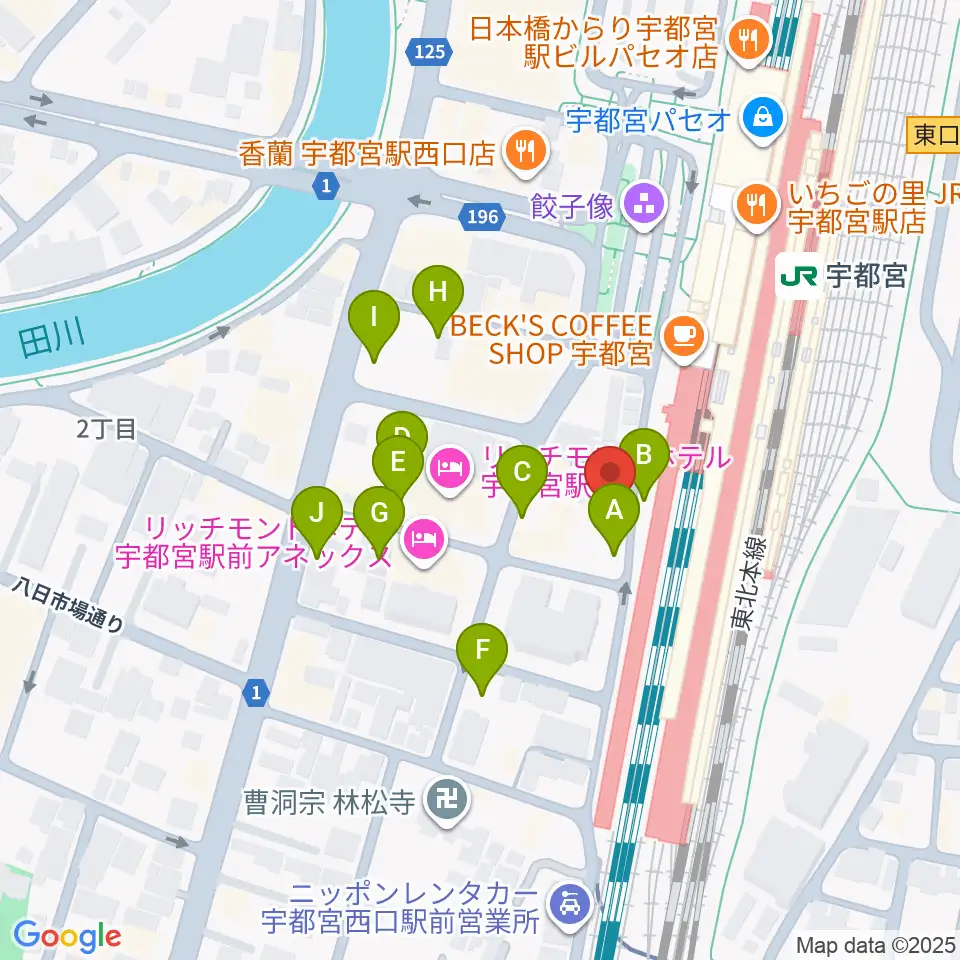 宇都宮STUDIO KENT周辺の駐車場・コインパーキング一覧地図