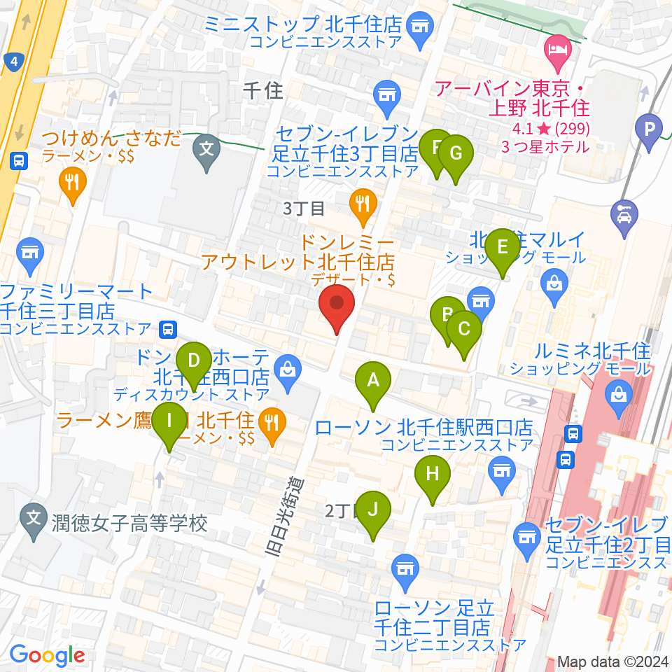 スタジオパックス北千住店周辺の駐車場・コインパーキング一覧地図