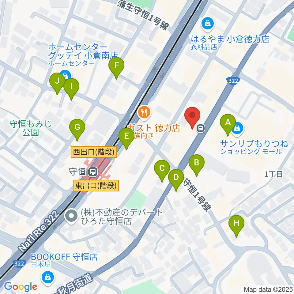 守恒みらいホール周辺の駐車場・コインパーキング一覧地図