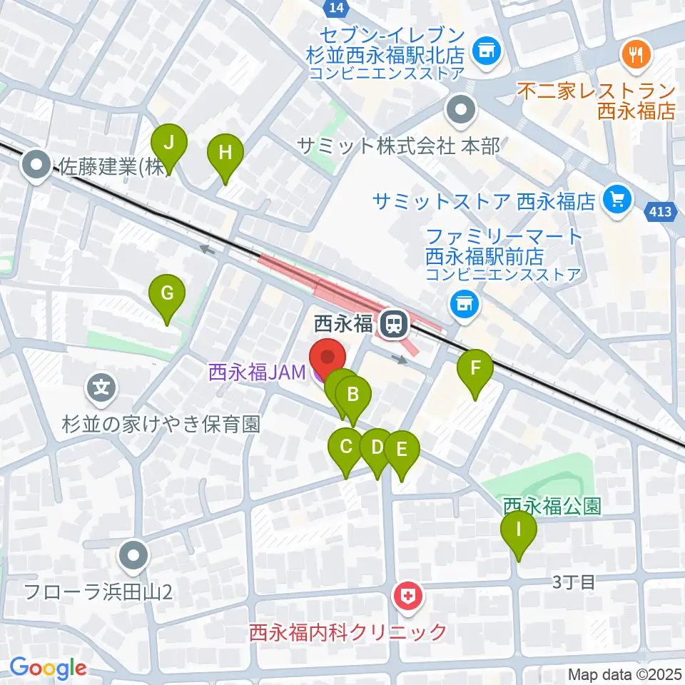 西永福JAM周辺の駐車場・コインパーキング一覧地図