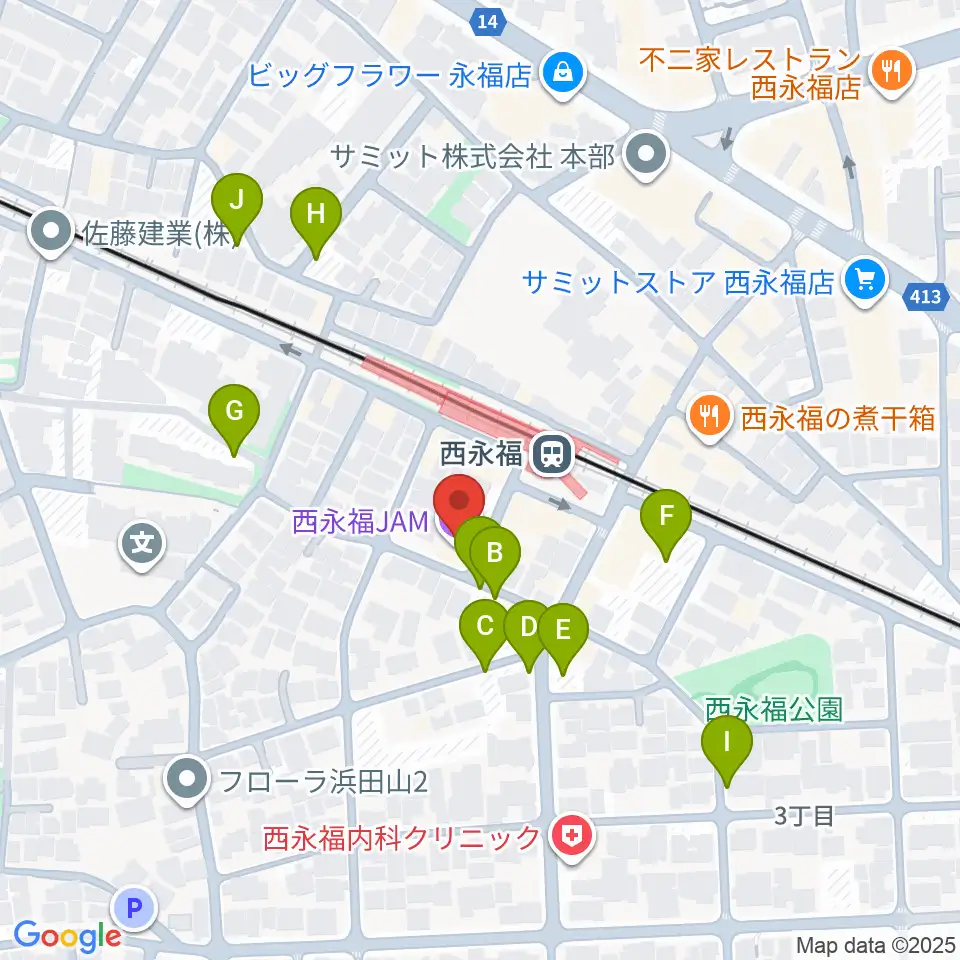 西永福JAM周辺の駐車場・コインパーキング一覧地図