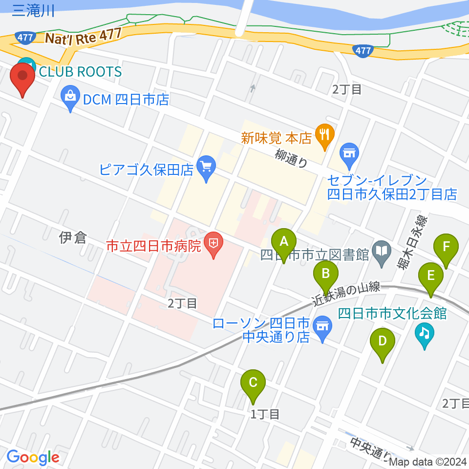 四日市CLUB ROOTS周辺の駐車場・コインパーキング一覧地図