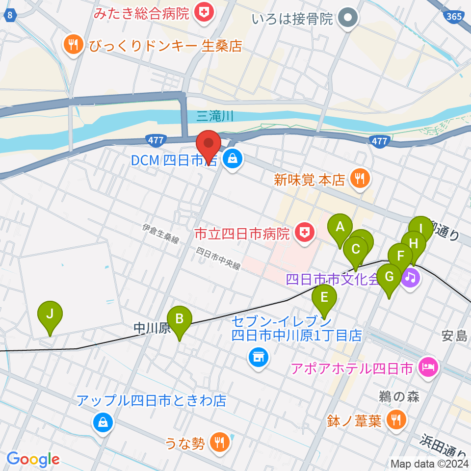 四日市CLUB ROOTS周辺の駐車場・コインパーキング一覧地図