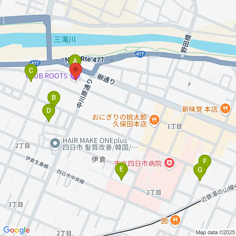 四日市CLUB ROOTS周辺の駐車場・コインパーキング一覧地図