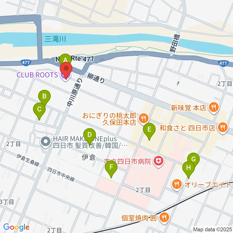四日市CLUB ROOTS周辺の駐車場・コインパーキング一覧地図