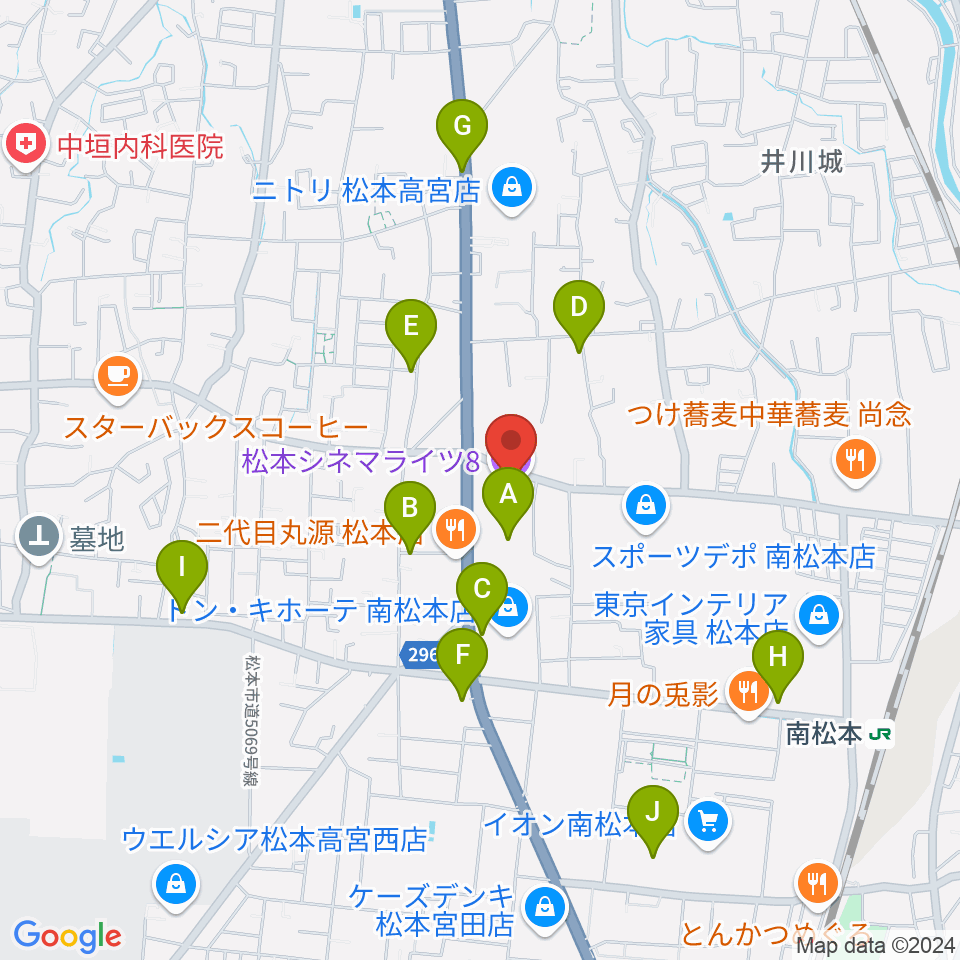 松本シネマライツ8周辺の駐車場・コインパーキング一覧地図