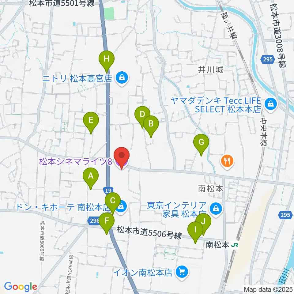 松本シネマライツ8周辺の駐車場・コインパーキング一覧地図